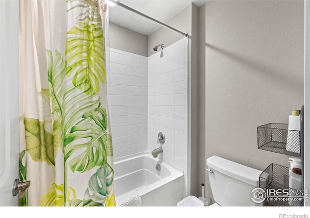 full bath featuring toilet and shower / tub combo