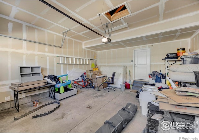 garage with a garage door opener