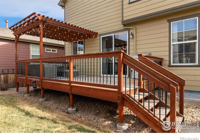 deck featuring a pergola