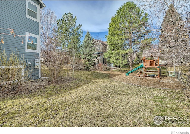 view of yard featuring a playground