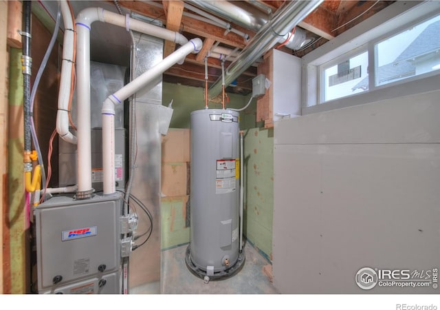 utilities with heating unit and electric water heater