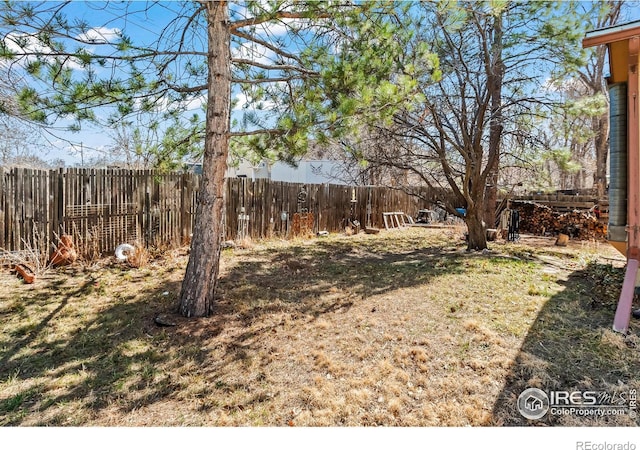 view of yard with a fenced backyard