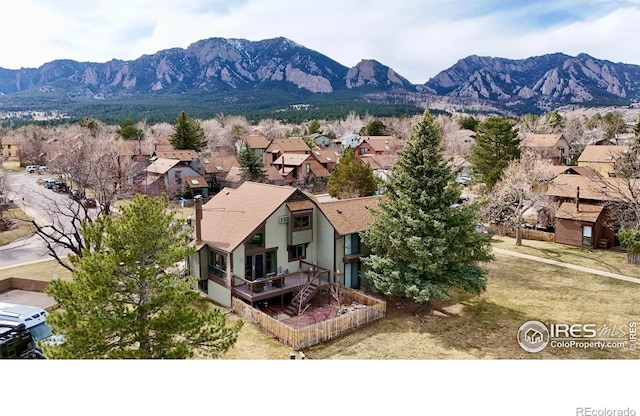 property view of mountains with a residential view