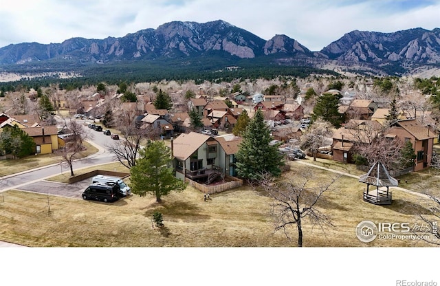 property view of mountains featuring a residential view