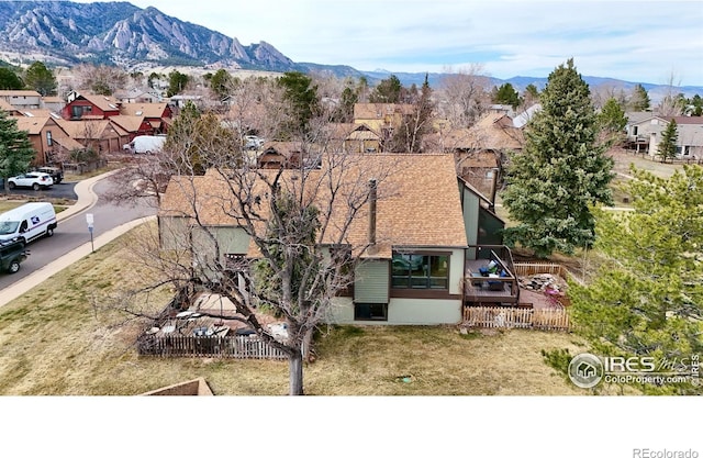 bird's eye view with a mountain view and a residential view