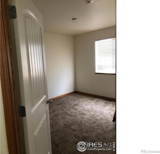 spare room with baseboards and carpet floors