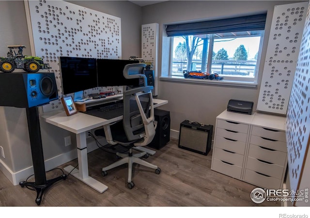 office area featuring wood finished floors