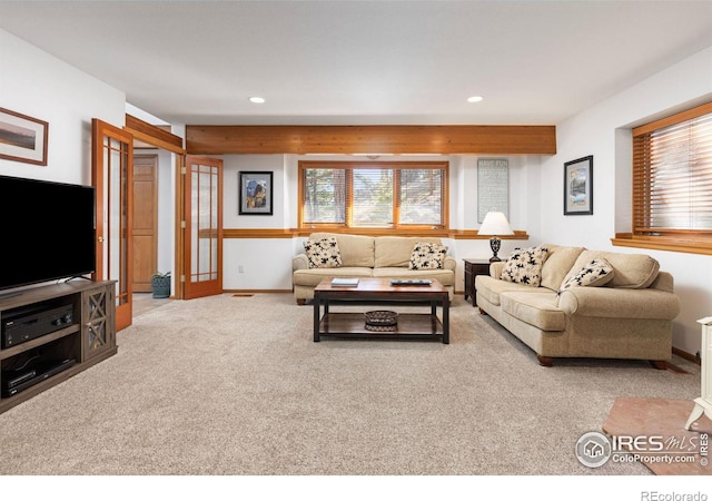 82 Grove Ct, Boulder, CO 80302 - living room featuring carpet floors, recessed lighting, plenty of natural light, and baseboards