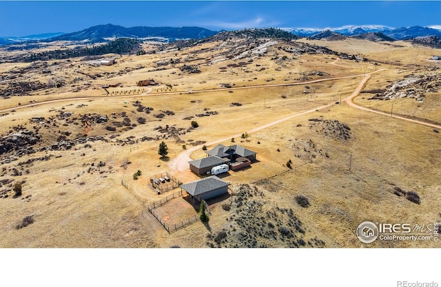 bird's eye view with a mountain view