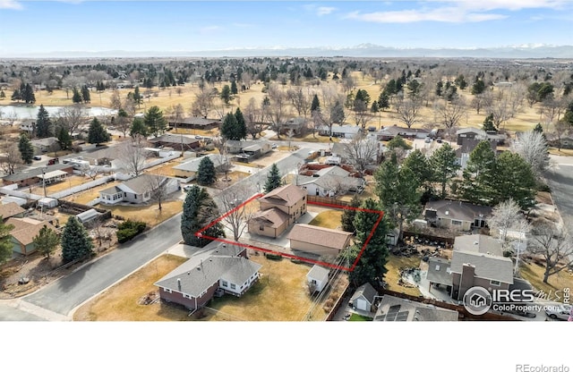 aerial view featuring a residential view