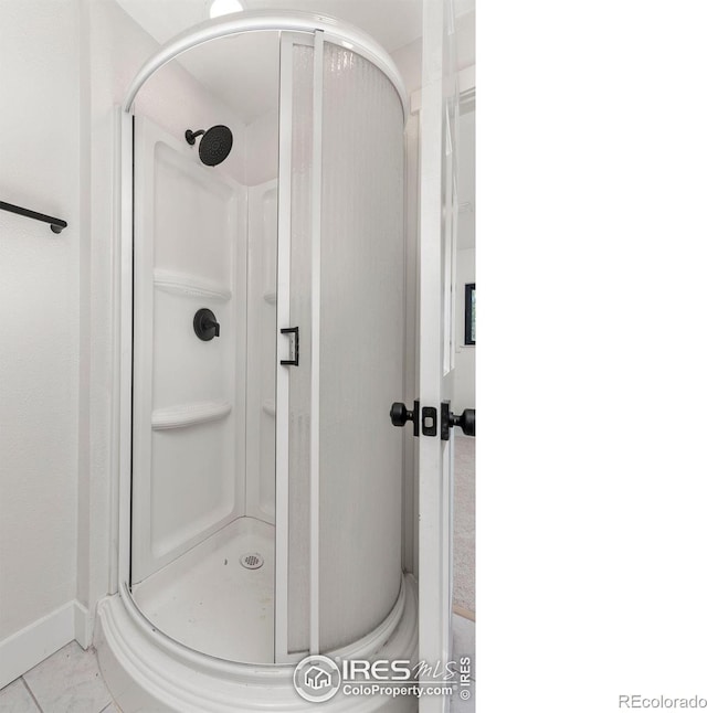 full bathroom featuring a shower stall