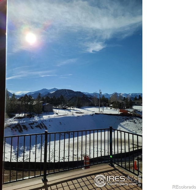 exterior space featuring a mountain view