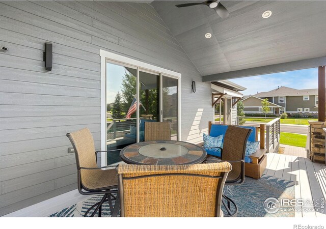 view of patio / terrace with outdoor dining area and ceiling fan