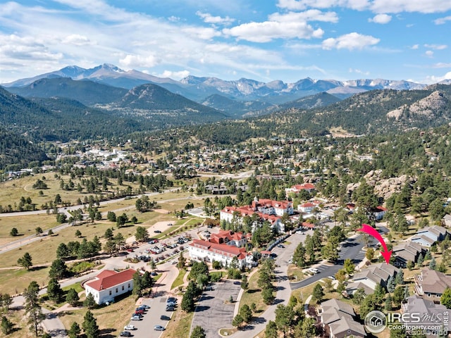 bird's eye view with a mountain view