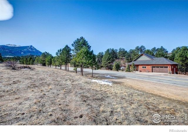 view of yard with a mountain view