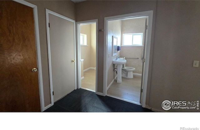 interior space featuring a sink and baseboards