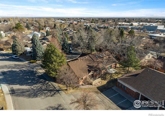 aerial view with a residential view