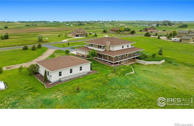 aerial view featuring a rural view