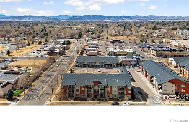 aerial view with a residential view and a mountain view