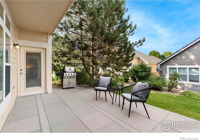 view of patio with area for grilling