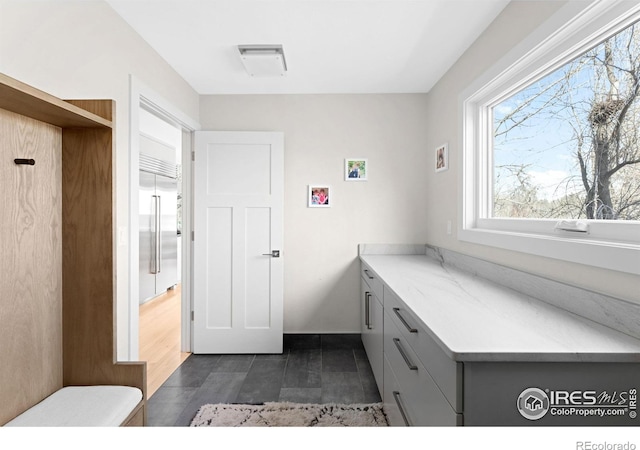 bathroom with wood finished floors