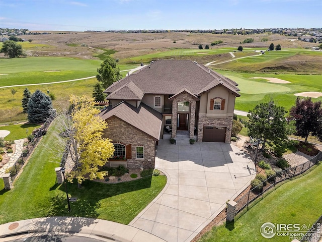 drone / aerial view with golf course view