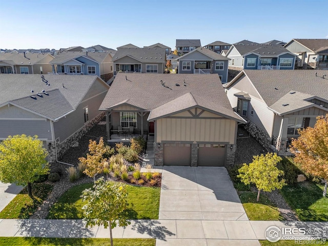 aerial view with a residential view