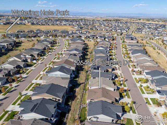 aerial view with a residential view