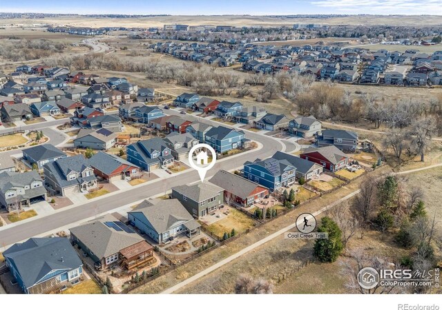 aerial view with a residential view