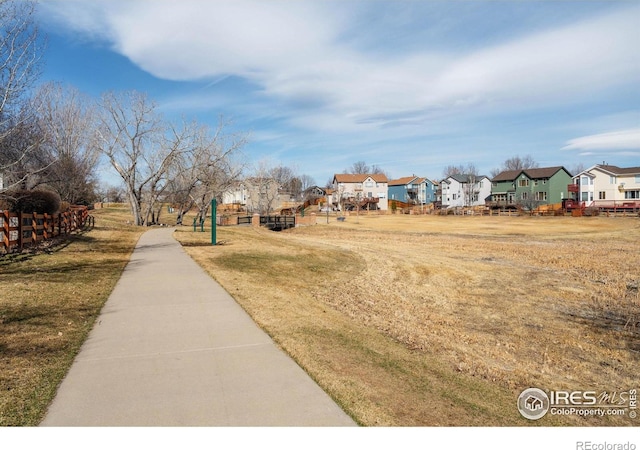 view of road with a residential view