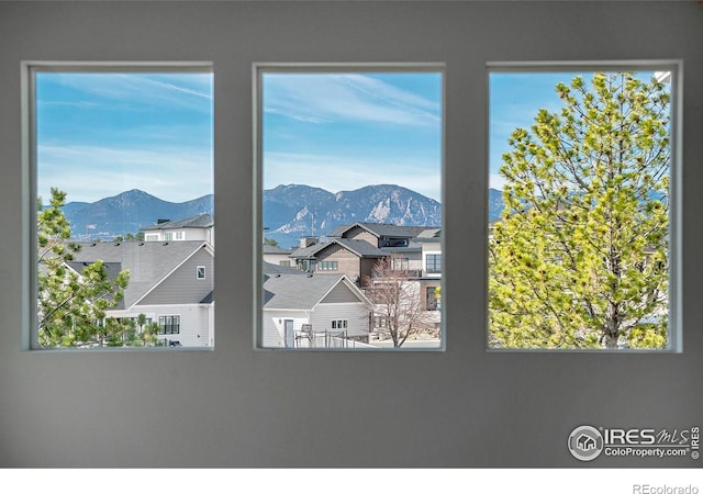 view of mountain feature with a residential view