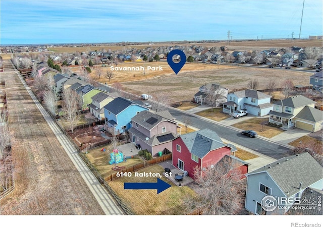 drone / aerial view with a residential view