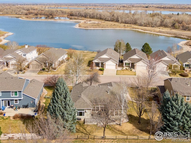 2073 River W Dr, Windsor, CO 80550 - birds eye view of property featuring a residential view and a water view