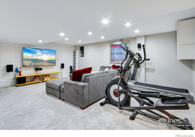 2073 River W Dr, Windsor, CO 80550 - workout area featuring carpet flooring and recessed lighting