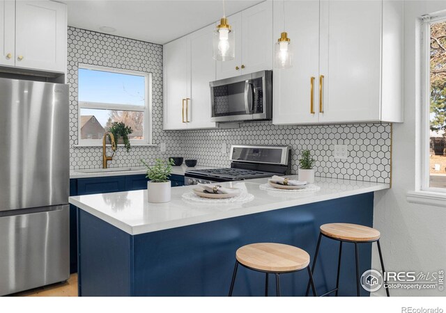 kitchen featuring a sink, decorative backsplash, plenty of natural light, and stainless steel appliances