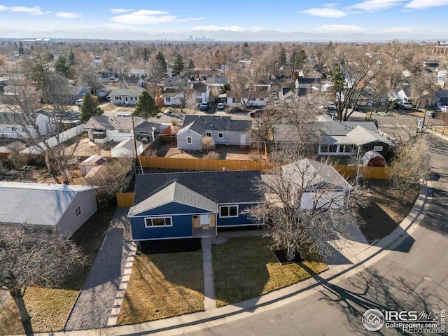 bird's eye view with a residential view