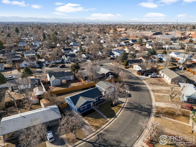 bird's eye view featuring a residential view