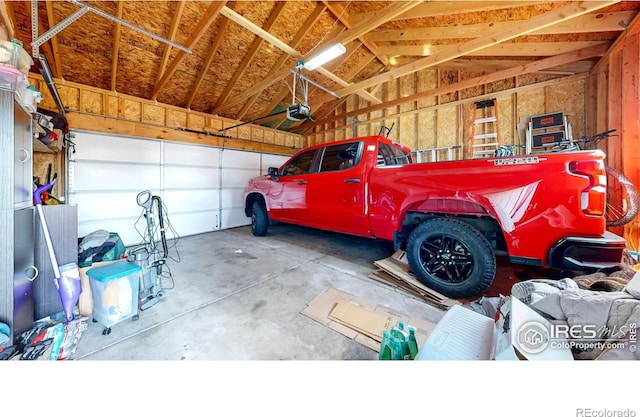 garage with a garage door opener