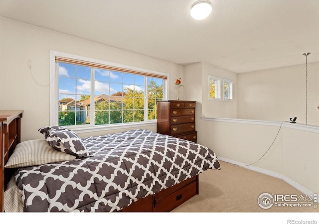 bedroom with baseboards and carpet flooring