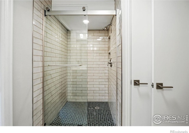 bathroom featuring a shower stall