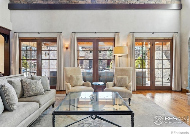 1652 Poplar Ave, Boulder, CO 80304 - living room featuring french doors and wood finished floors