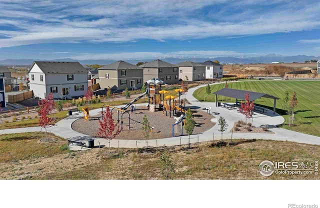 community playground featuring a residential view