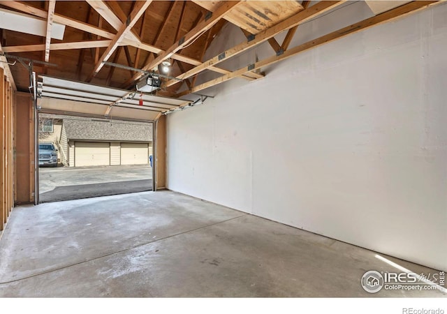 garage with a garage door opener