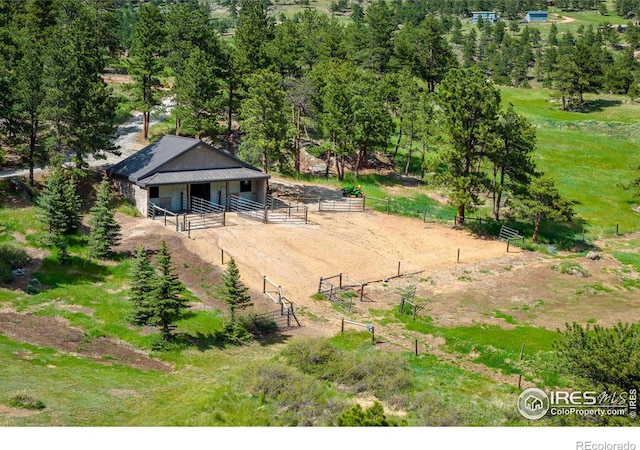 drone / aerial view featuring a rural view