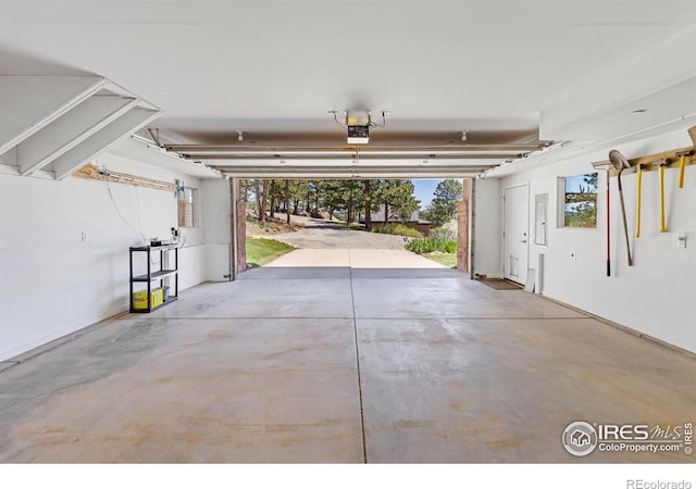 garage with a garage door opener