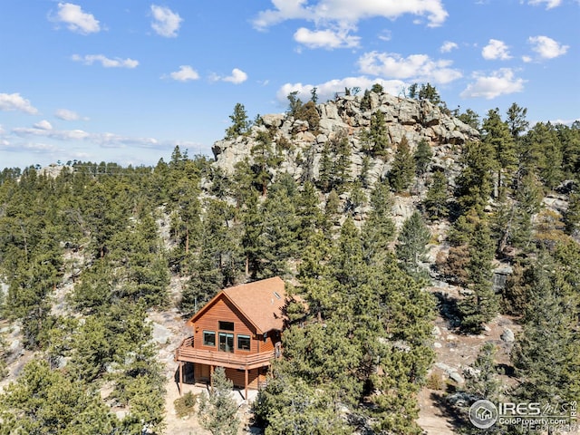 726 Alpine Dr, Estes Park, CO 80517 - mountain view featuring a heavily wooded area