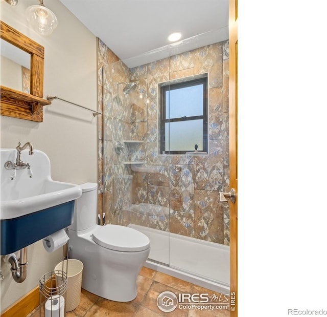 726 Alpine Dr, Estes Park, CO 80517 - bathroom with a shower and tile patterned flooring