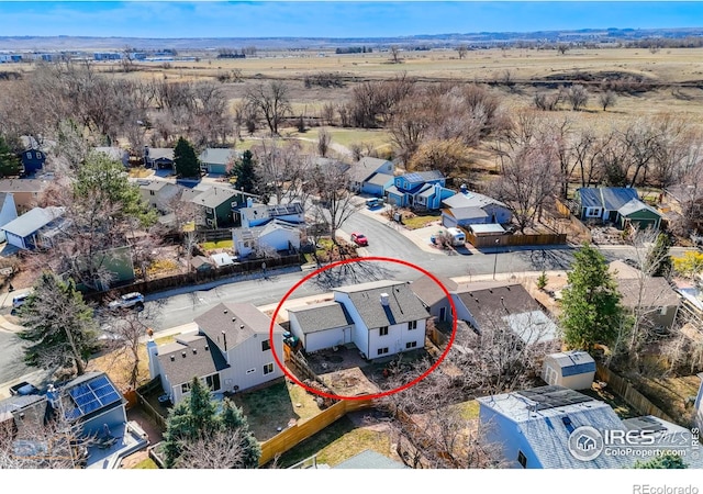 aerial view featuring a residential view