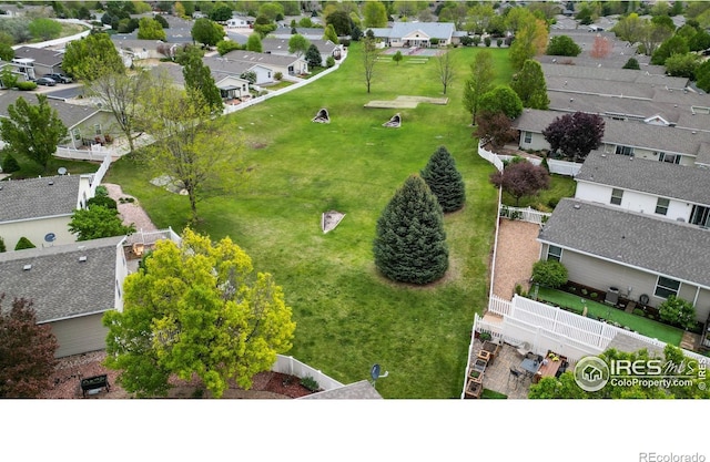 bird's eye view featuring a residential view