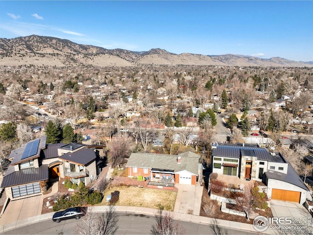 bird's eye view with a mountain view and a residential view